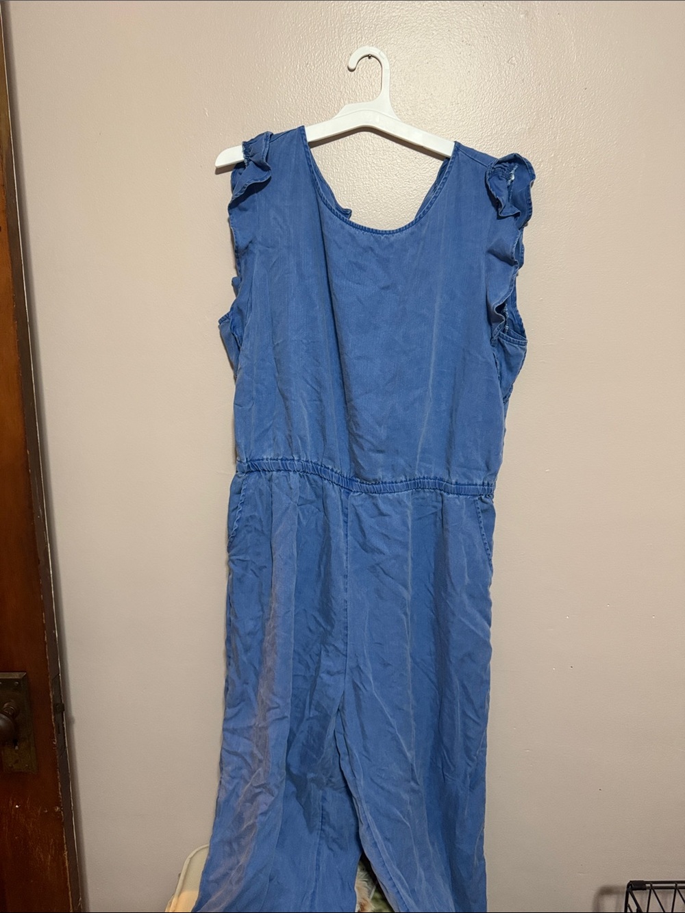 Old Navy Blue Sleeveless Ruffle-Shoulder Jumpsuit